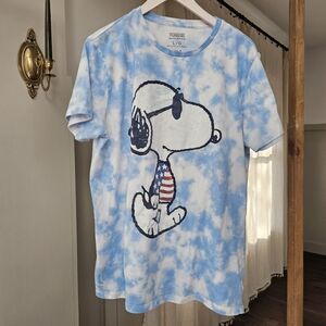 Peanuts Snoopy Blue Tie-Dye T-Shirt Sz L
